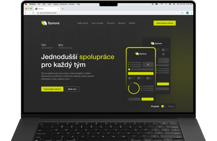 Soustředit na svůj produkt. Prezentaci zmáknout v šabloně Startup je dobrá volba.