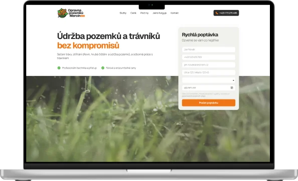 Mockup Opravny pozemků Marcín