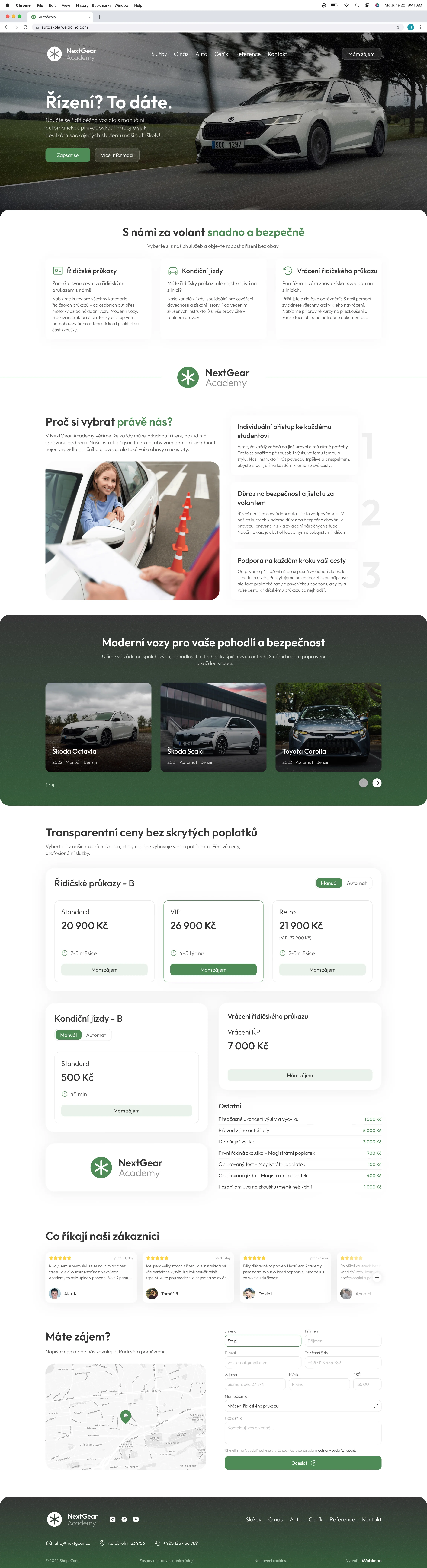 Celý web šablony Autoškola