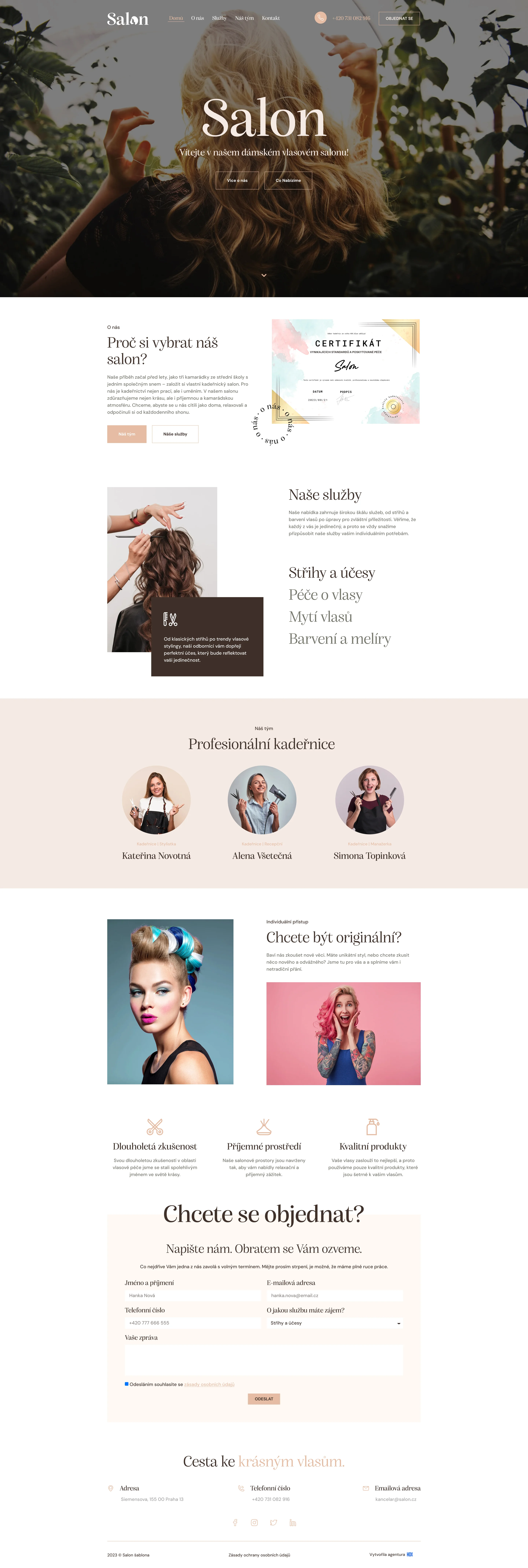 Celý web šablony Salon
